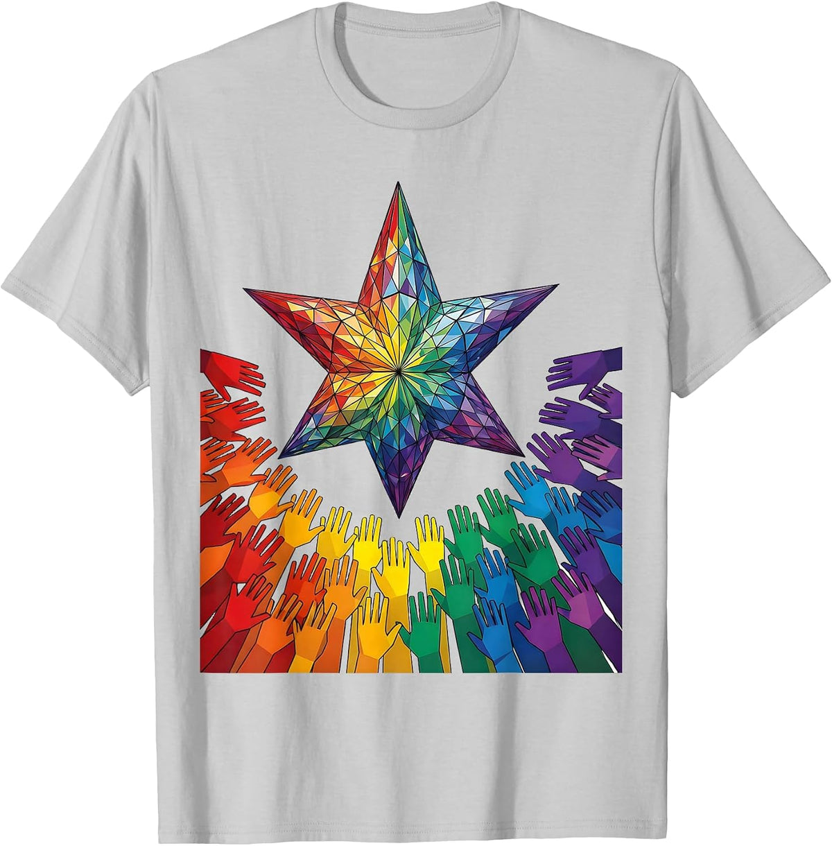 Men's Autism Awareness Hands Reaching for a Star T-Shirt - Silver Grey