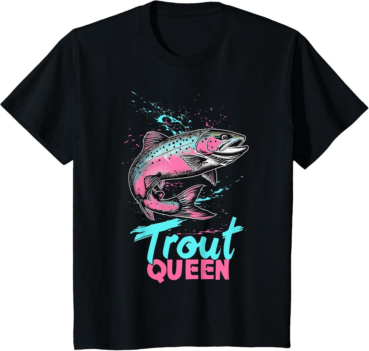 Rainbow Trout Fly Fishing Graphic - Trout Queen T-Shirt - Black