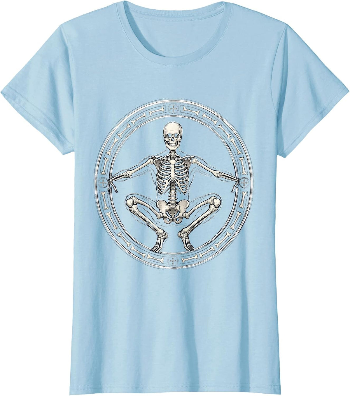 Women's Skeleton Deep Squat Physical Therapy Graphic T-Shirt - Baby Blue