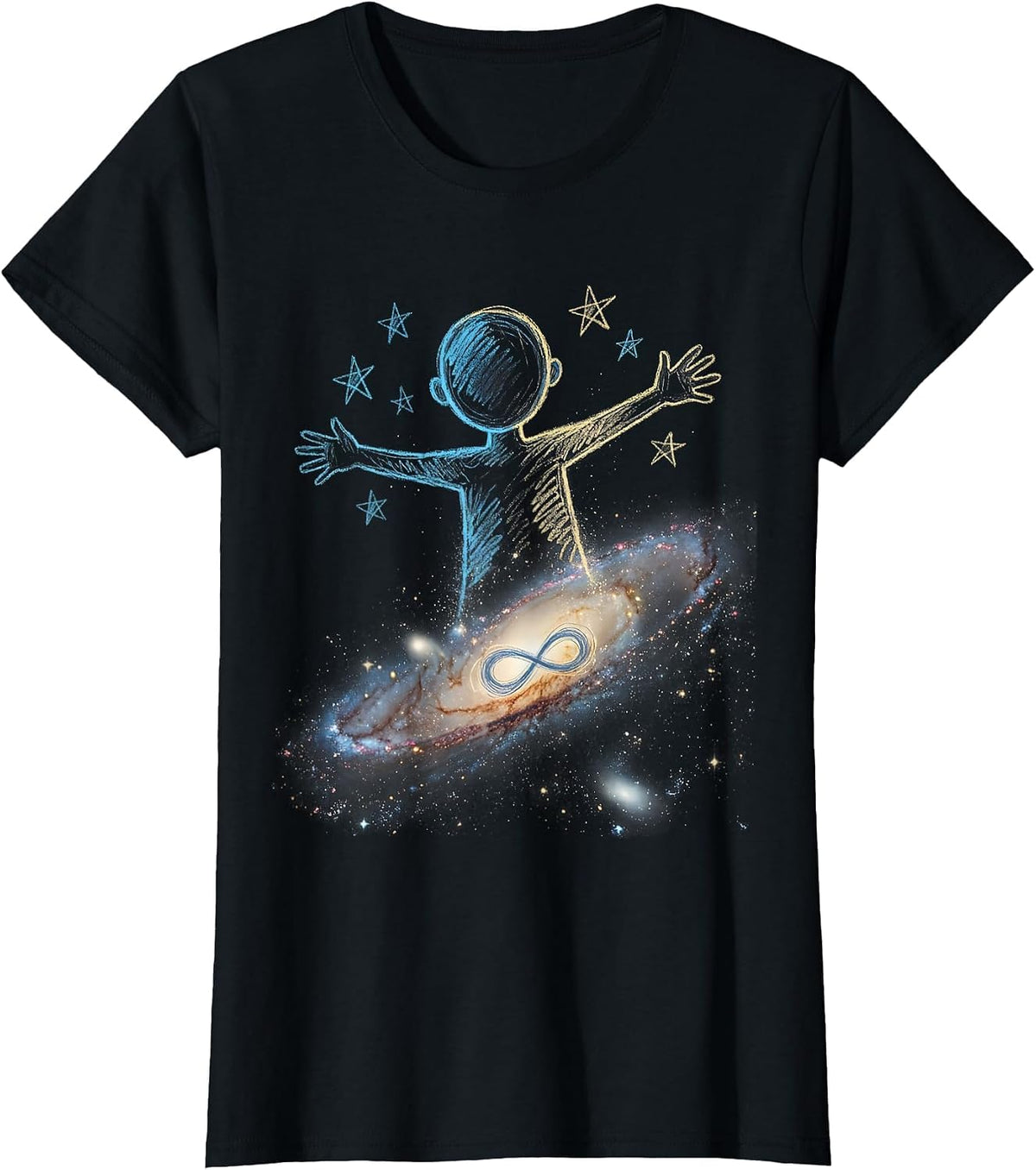Autism Awareness Chalkboard Galaxy Art T-Shirt - Black