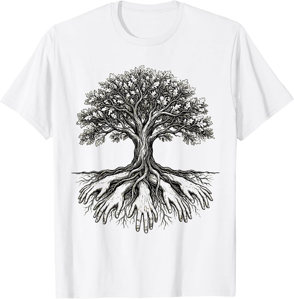 Men's Special Education Tree With Hand Roots Design T-Shirt - White