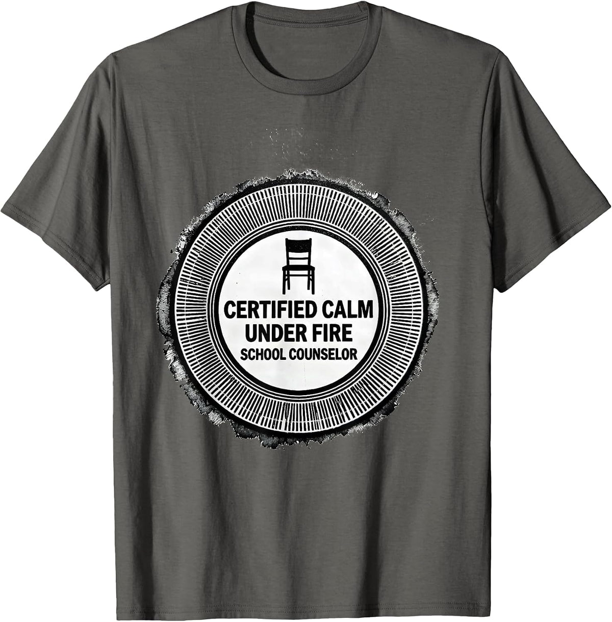 Certified Calm Under Fire School Counselor T-Shirt - Asphalt Grey