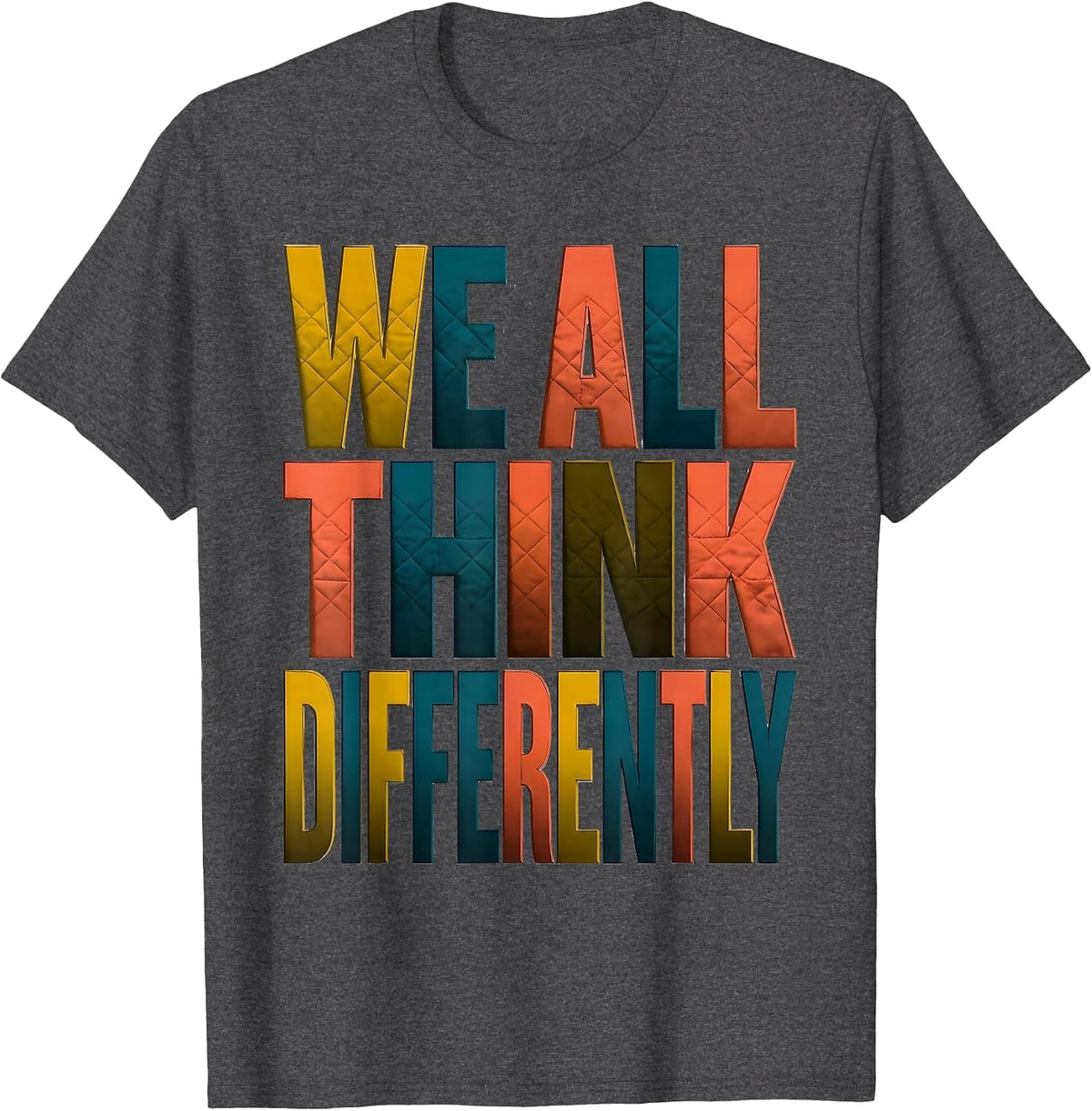 Men's We All Think Differently Autism Awareness Design T-Shirt - Dark Heather Grey