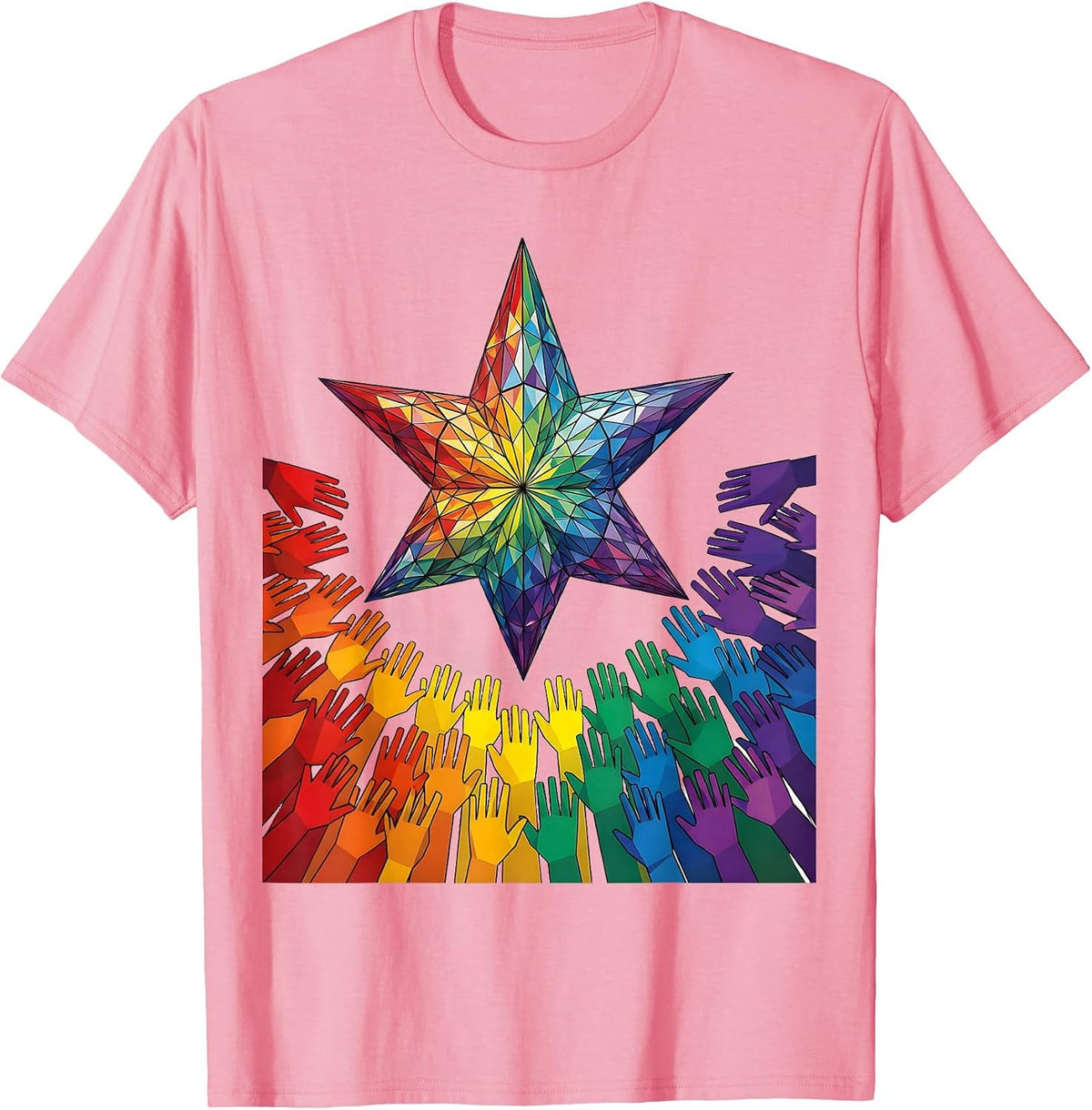 Men's Autism Awareness Hands Reaching for a Star T-Shirt - Pink