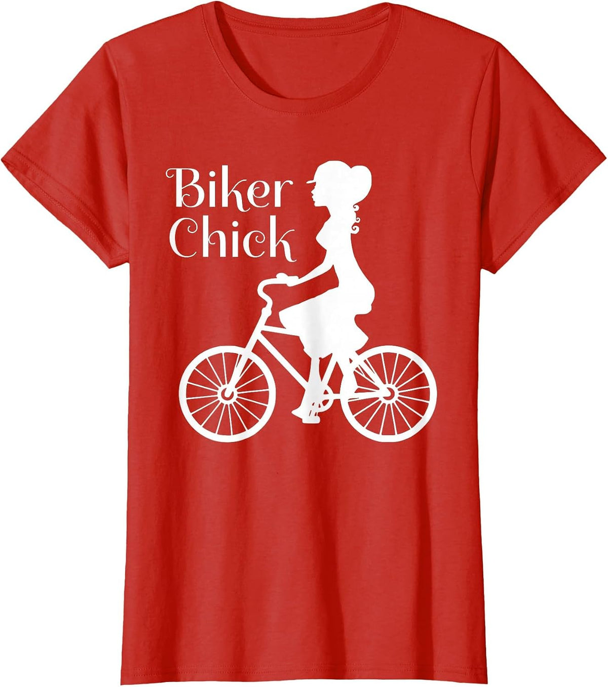 Comical Vintage Bike Biker Chick On Bicycle Quote Meme T-Shirt - Red
