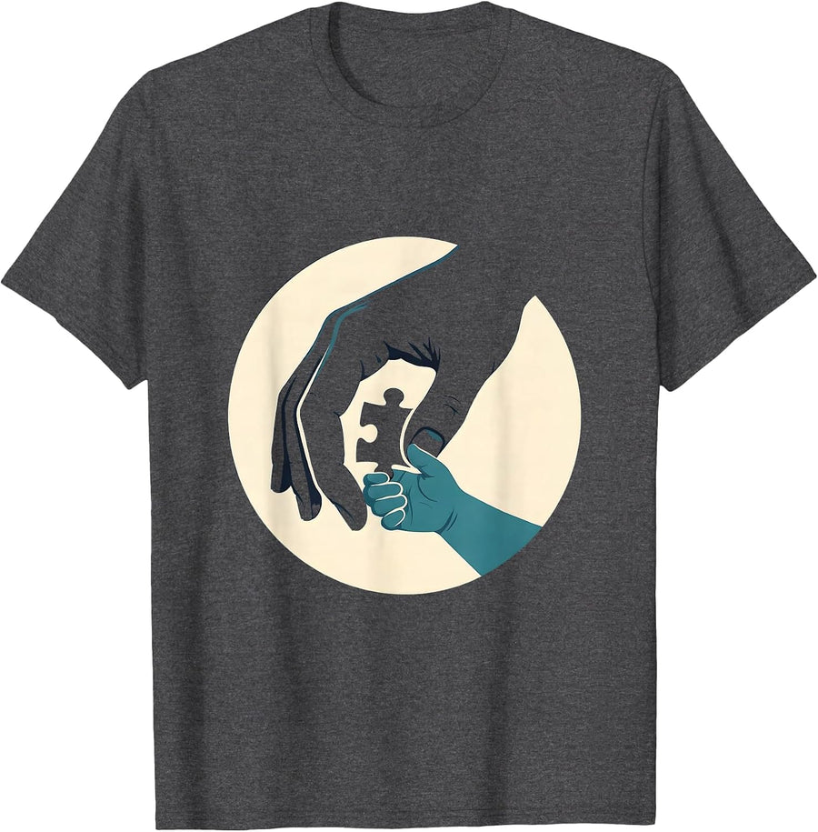 Men's Special Education Teacher Puzzle Hands Graphic T-Shirt - Dark Heather Grey
