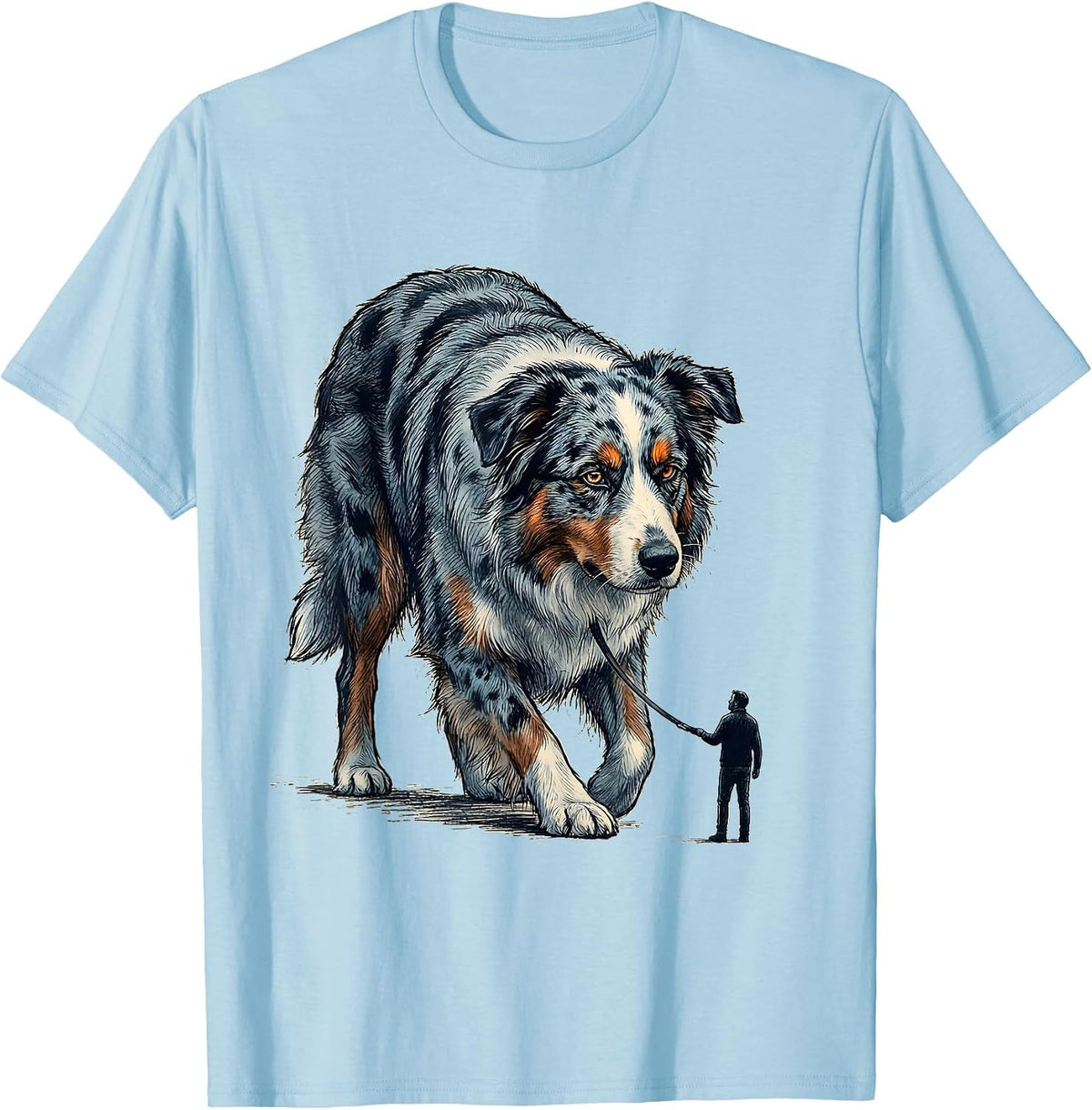 Men's Aussie Dog Owner Mini Australian Shepherd Humor T-Shirt - Baby Blue
