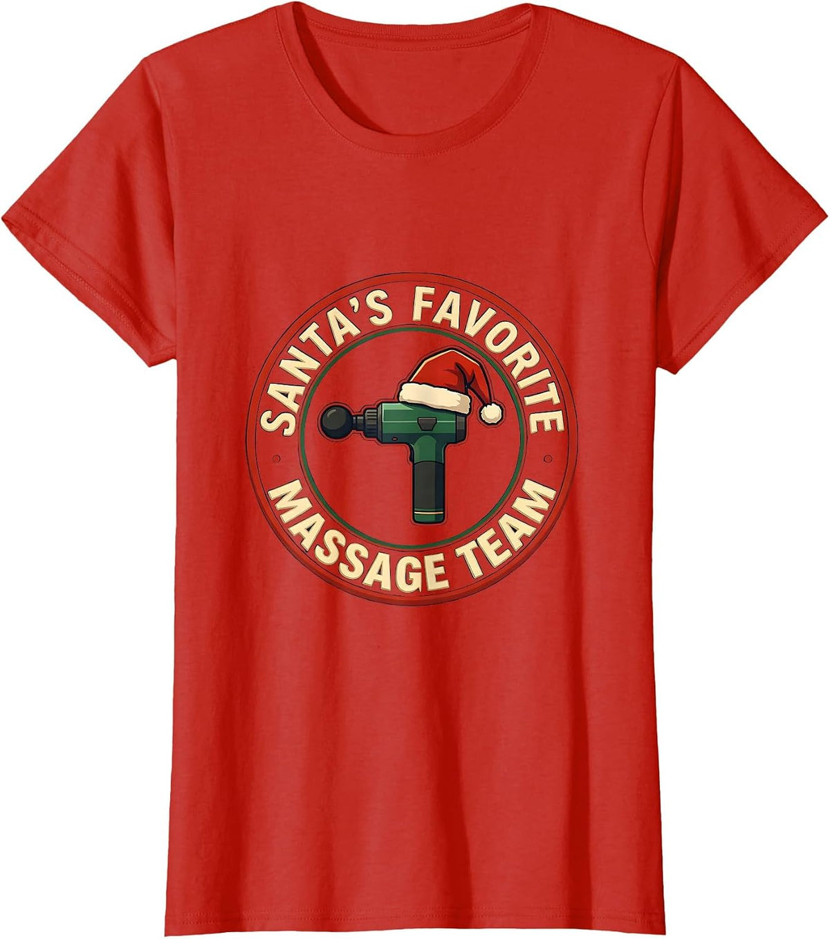 Santa's Favorite Massage Team Funny Physical Therapy T-Shirt - Red