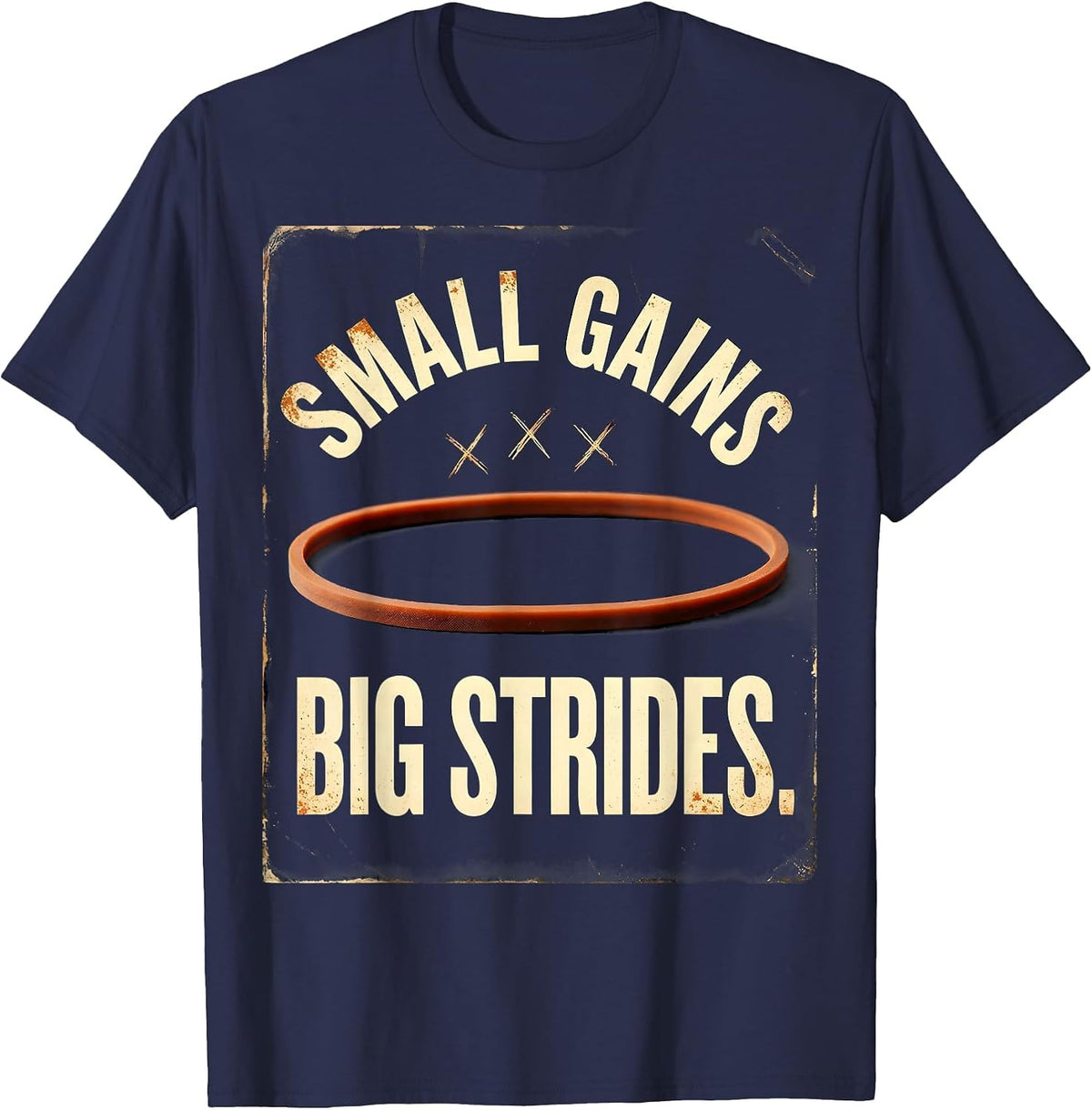 Men's Small Gains Big Strides Vintage Physical Therapy PT Humor T-Shirt - Navy Blue