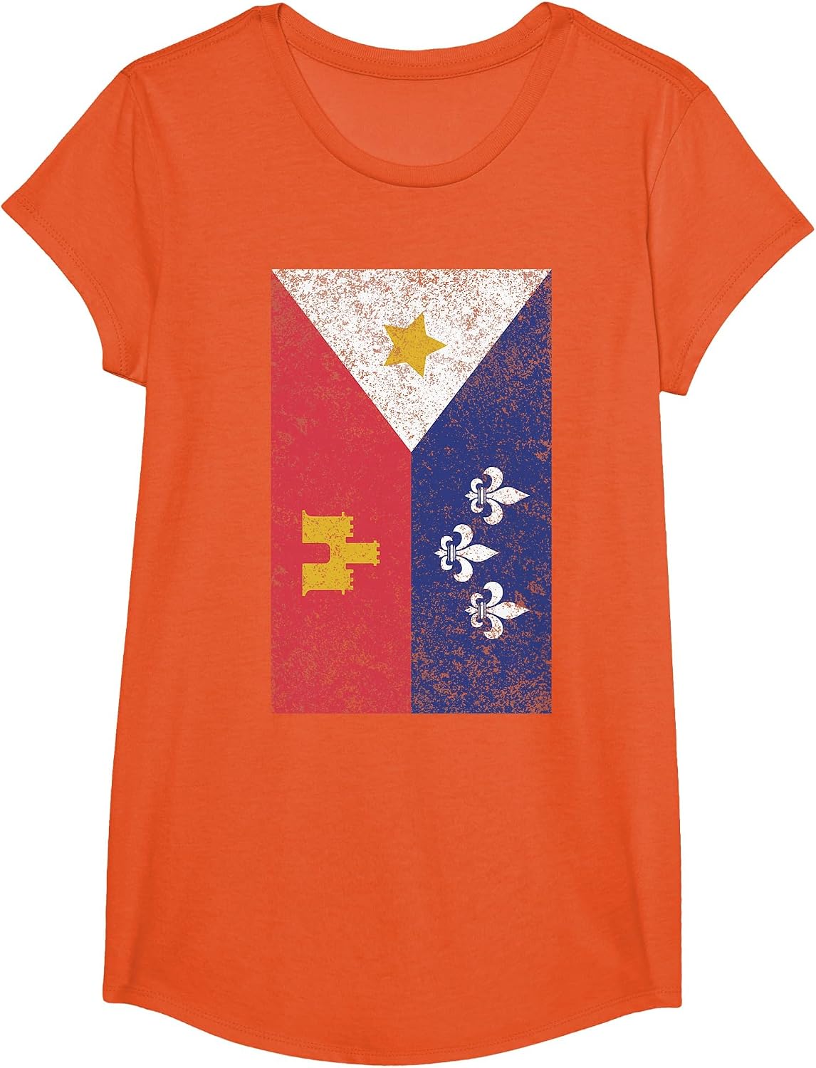 Acadian Flag Retro Cajun T-Shirt T-Shirt - Girls Orange