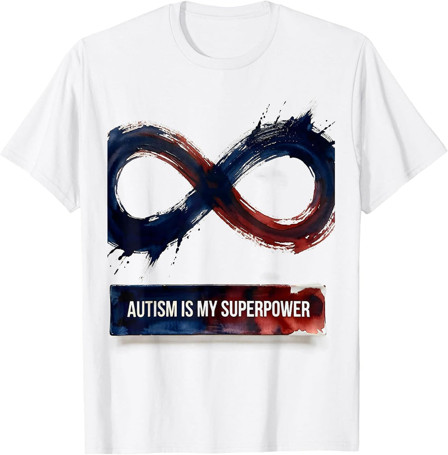 Men's Autism Is My Superpower Awareness Design T-Shirt - White