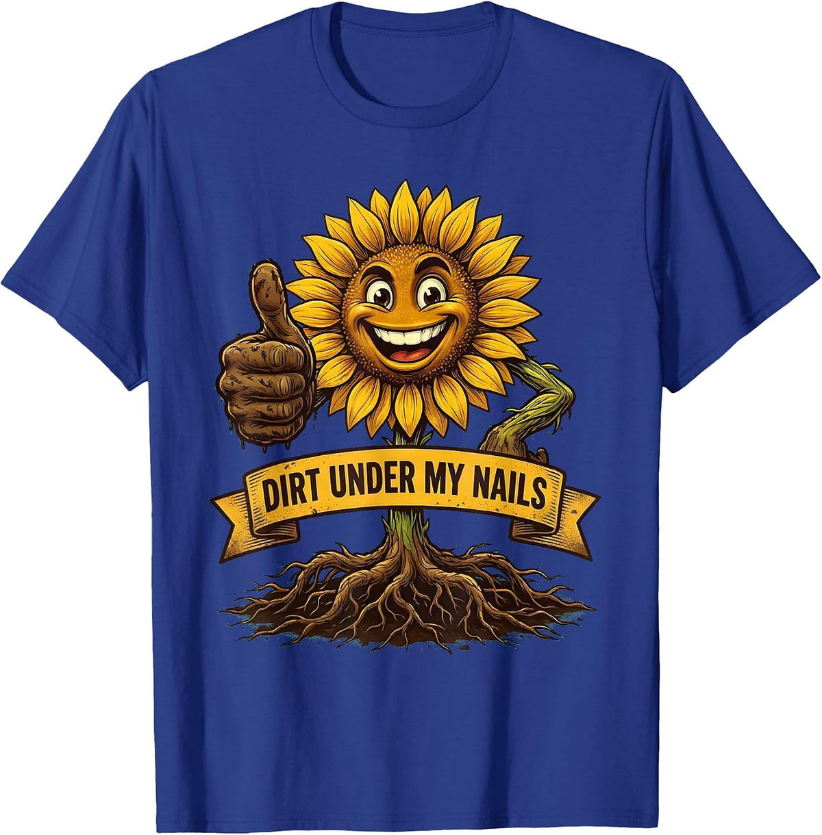 Men's Dirt Under My Nails Flower Gardener Design T-Shirt - Royal Blue