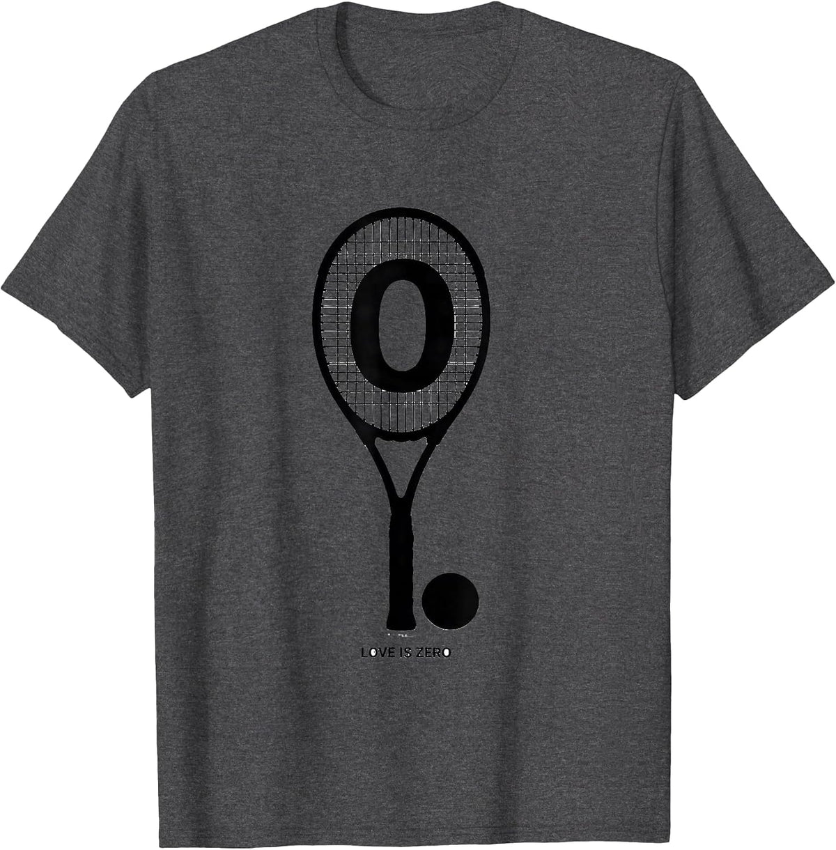 Love Is Zero Silhouette Tennis Racket Sport Player Gift T-Shirt - Dark Heather Grey