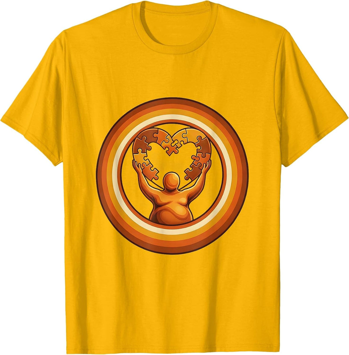 SPED Teacher Puzzle Heart Illustration Gift T-Shirt - Golden Yellow