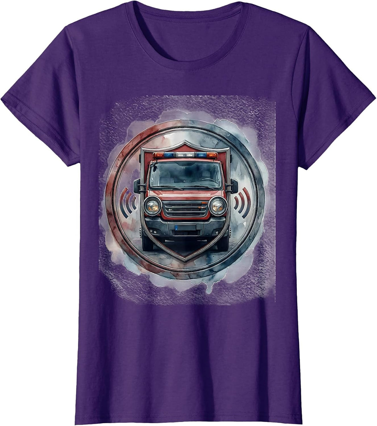 Sealed Badge Watercolor EMS Paramedic First Responder Humor T-Shirt - Purple
