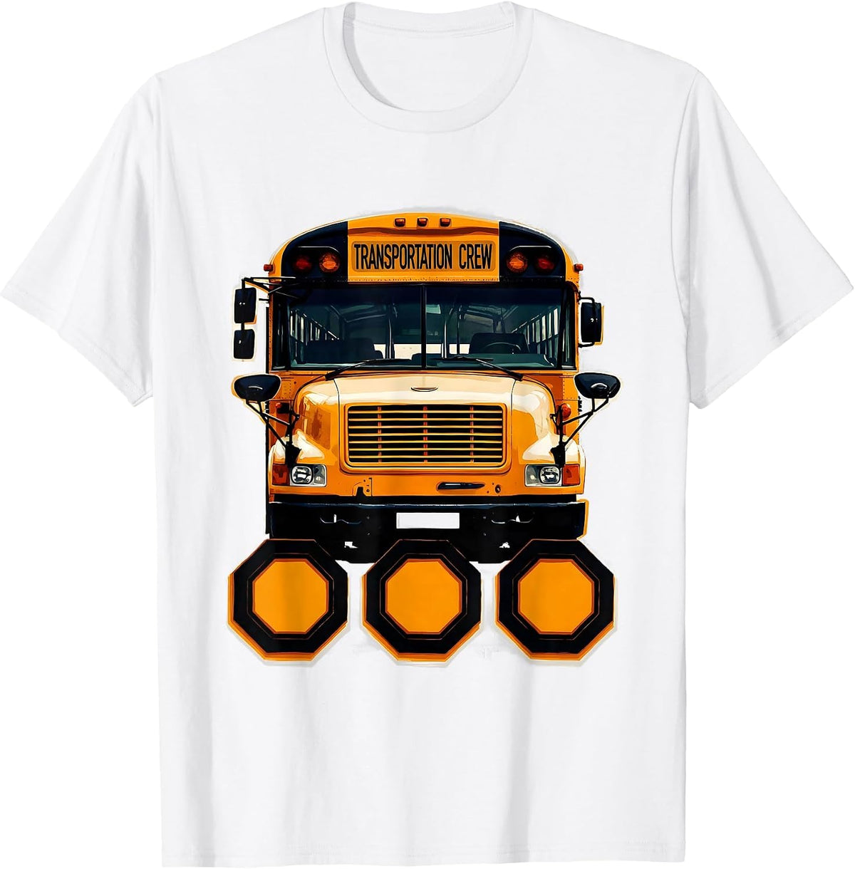 Men's Transportation Crew Screenprint School Bus Driver T-Shirt - White