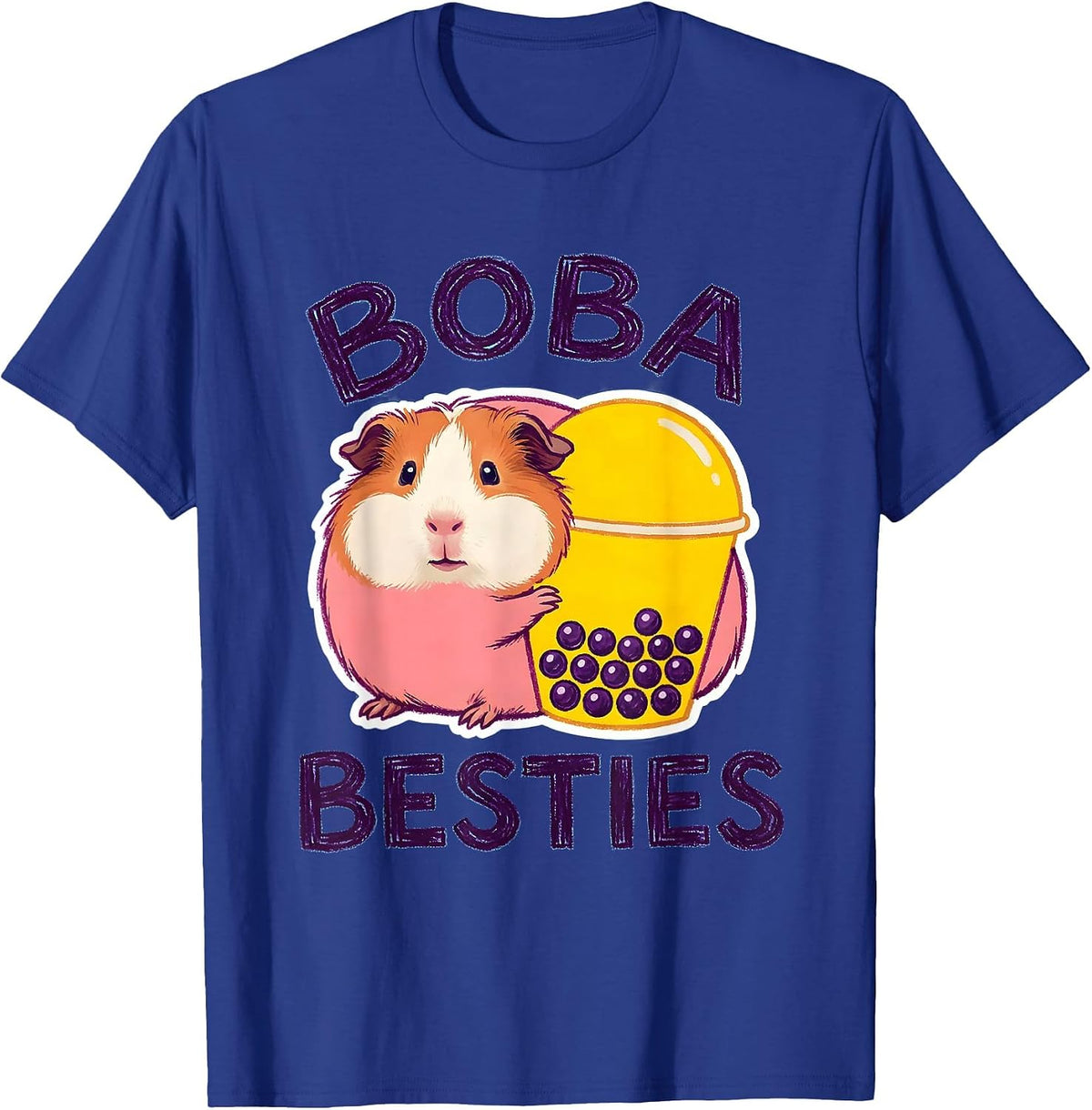 Men's Boba Besties Naive Kidcore Cute Kawaii Animal Boba Tea Lover T-Shirt - Royal Blue