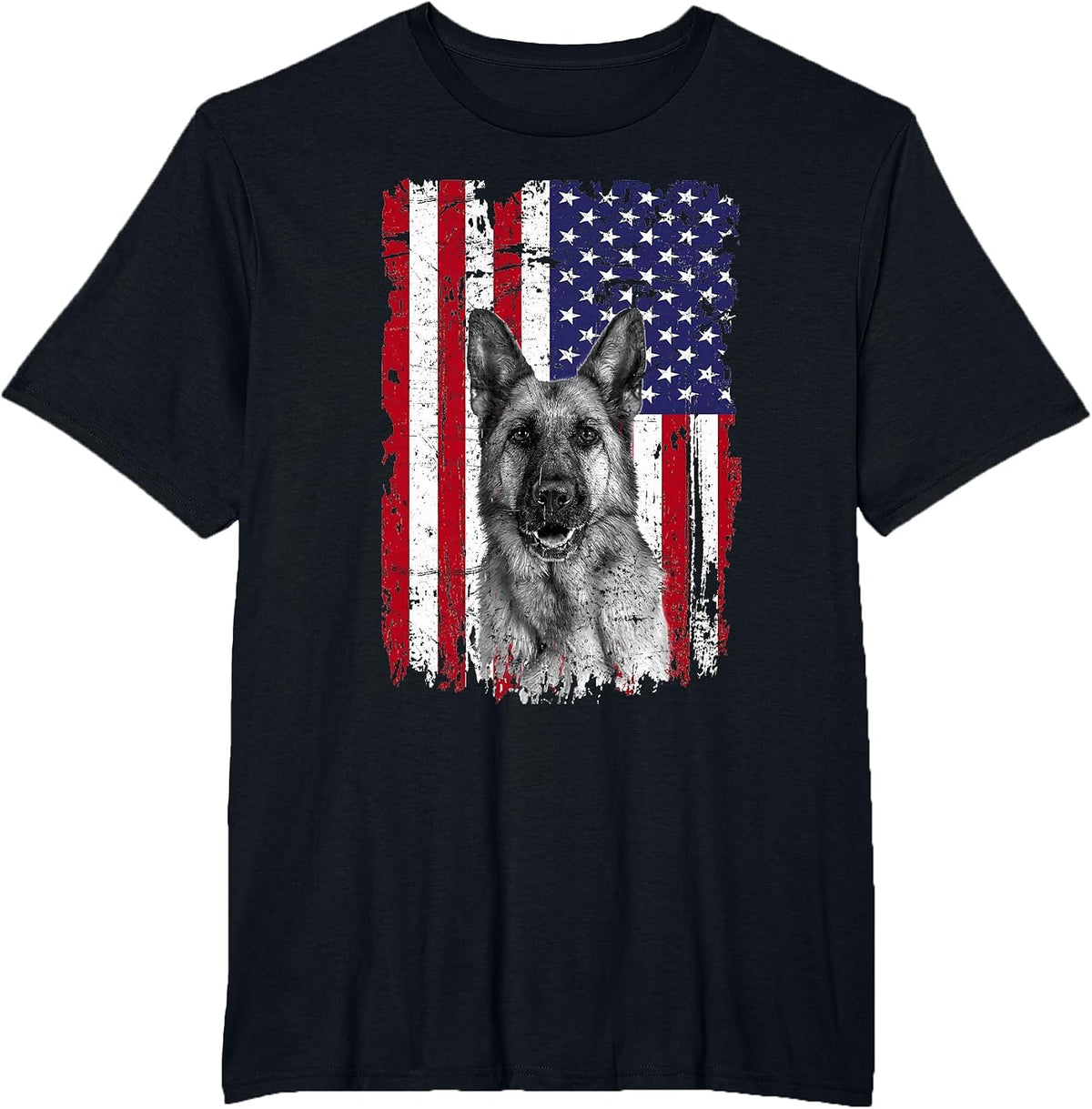 Patriotic German Shepherd American Flag 2026 4th of July T-Shirt - Black