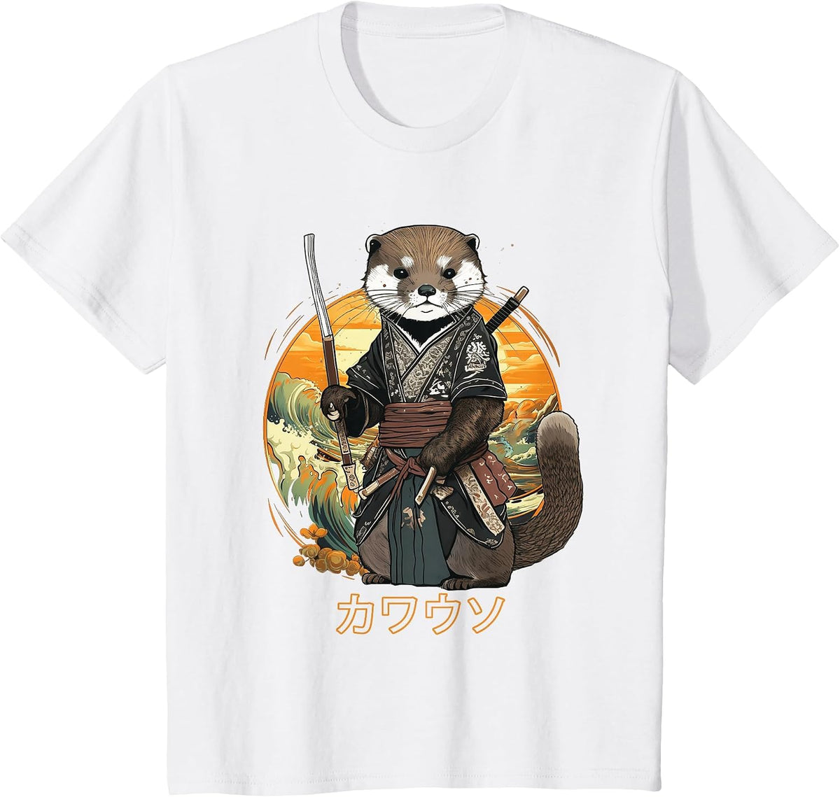 Samurai Otter Japan Animal Japanese Ninja Sea Otter Lover T-Shirt - White