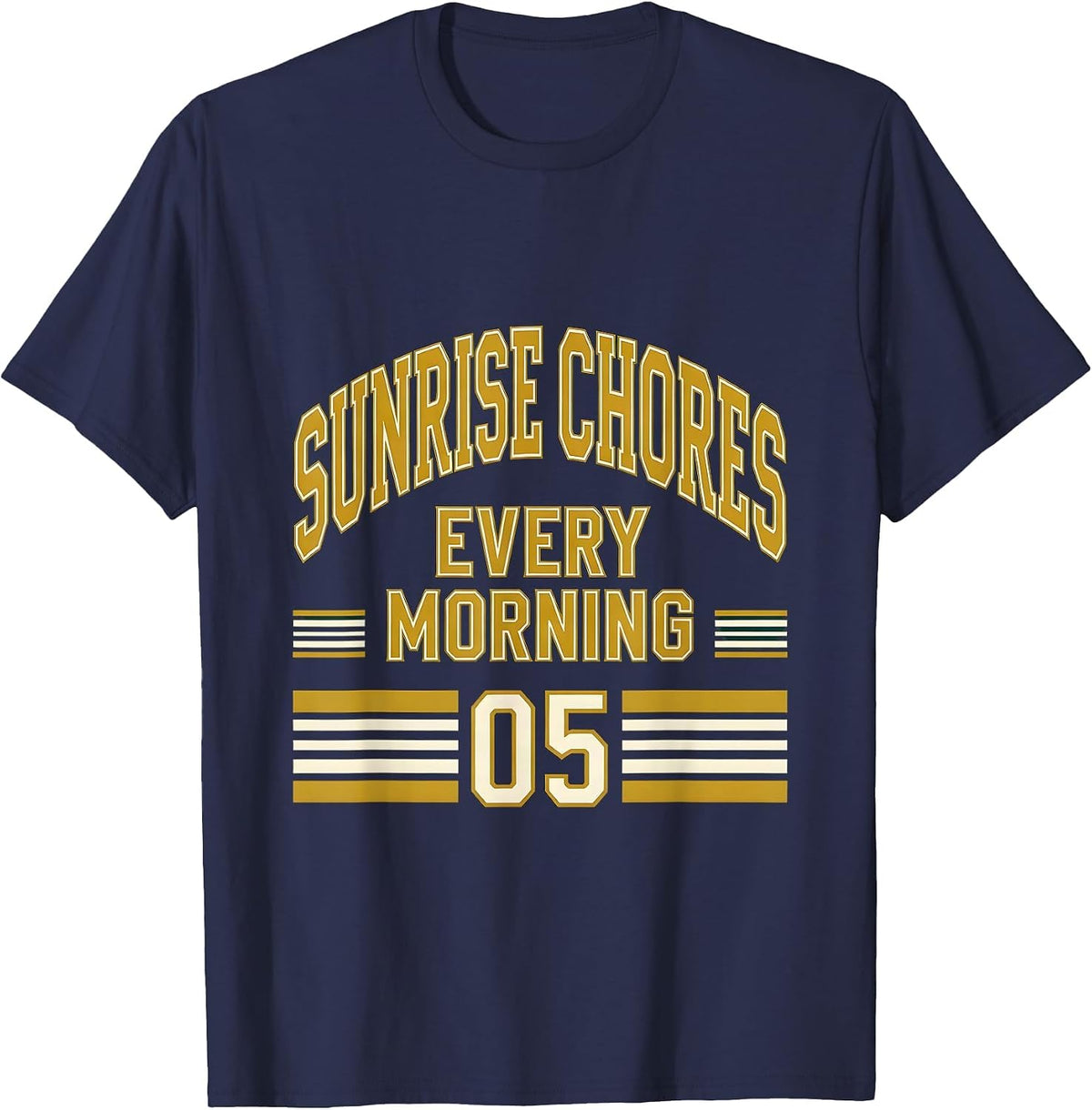 Men's Sunrise Chores Every Morning Country Life Design T-Shirt - Navy Blue