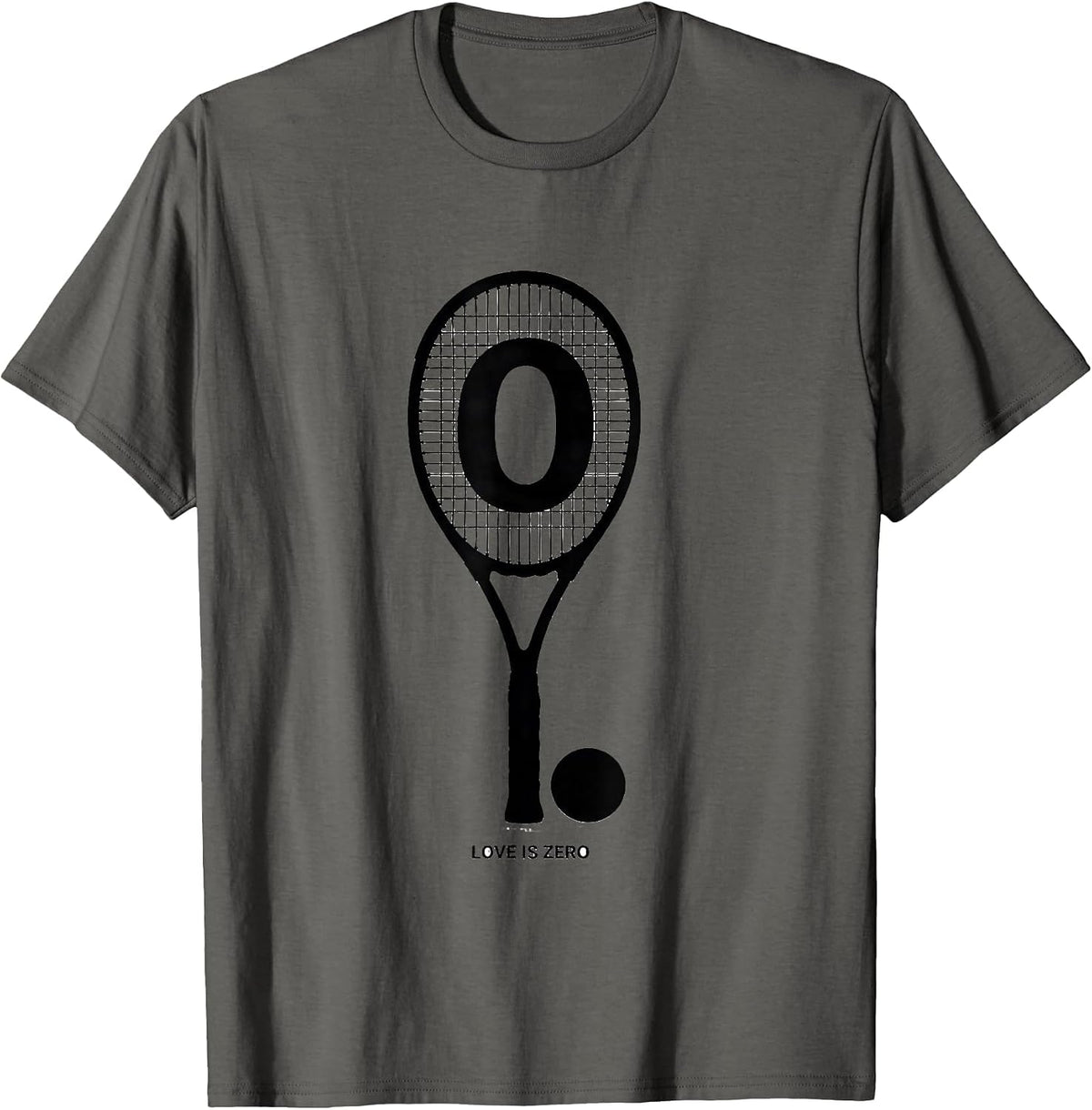 Love Is Zero Silhouette Tennis Racket Sport Player Gift T-Shirt - Asphalt Grey
