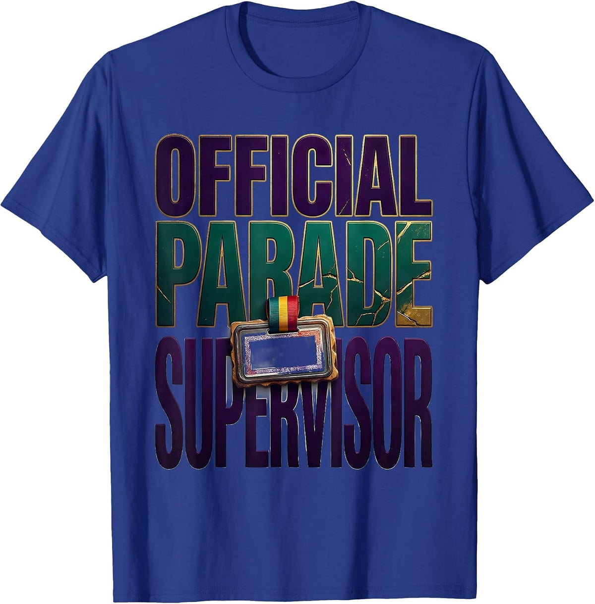 Official Parade Supervisor Retro Family Mardi Gras Party T-Shirt - Royal Blue