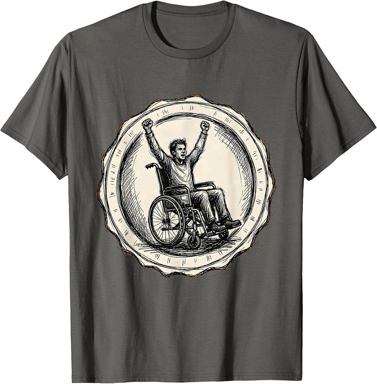 Physical Therapy Triumph Rising From Wheelchair T-Shirt - Asphalt Grey