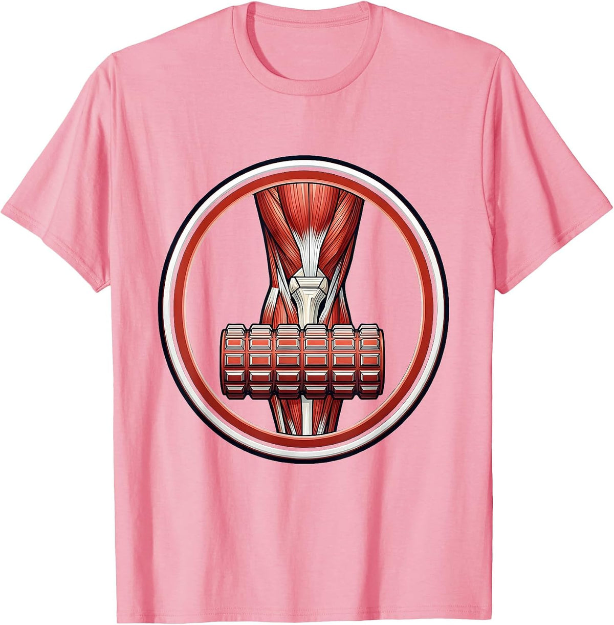 Men's Foam Roller Muscle Anatomy Physical Therapy Design T-Shirt - Pink