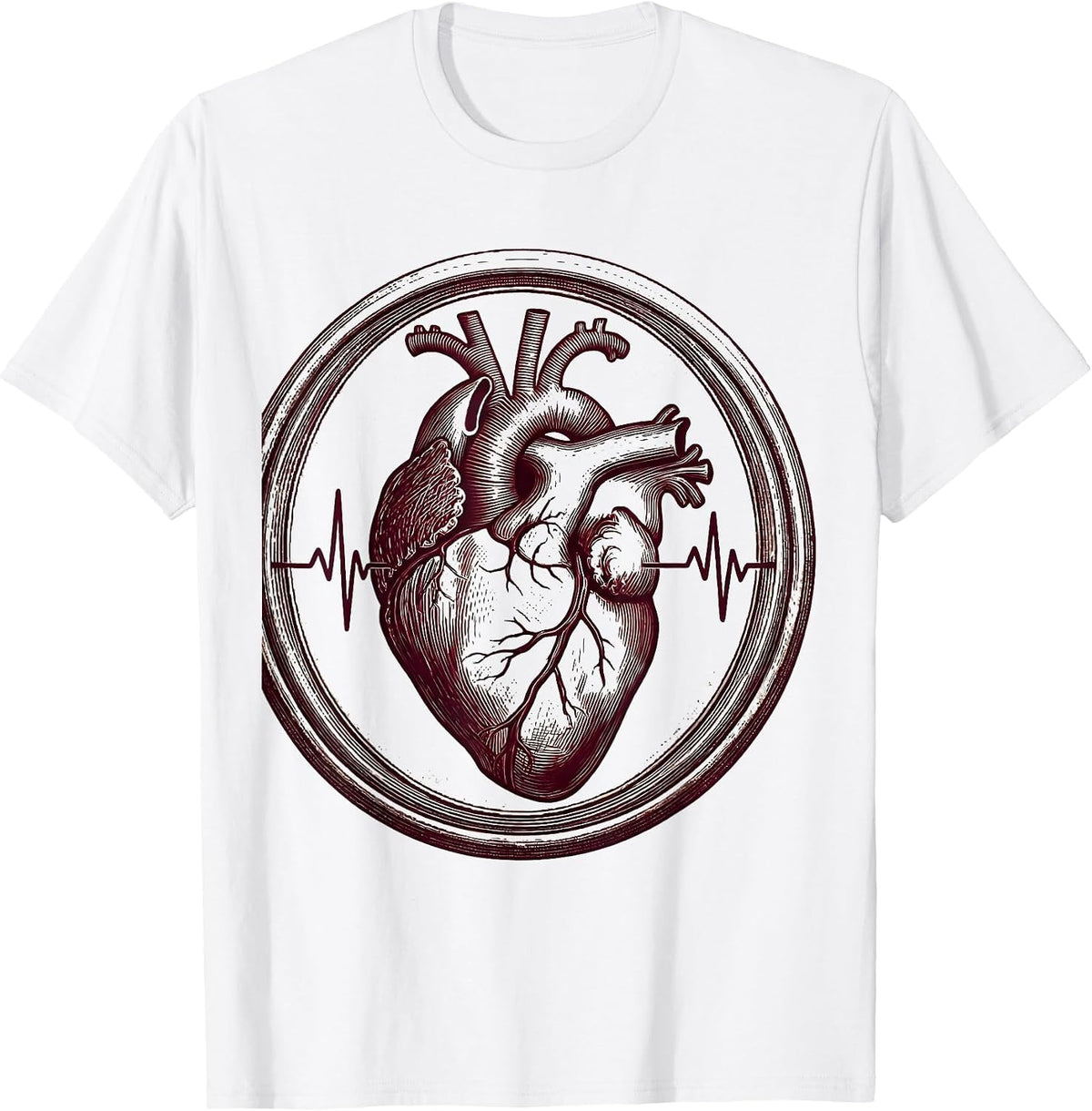 Men's Anatomical Heart Exercise Pulse Physical Therapy T-Shirt - White
