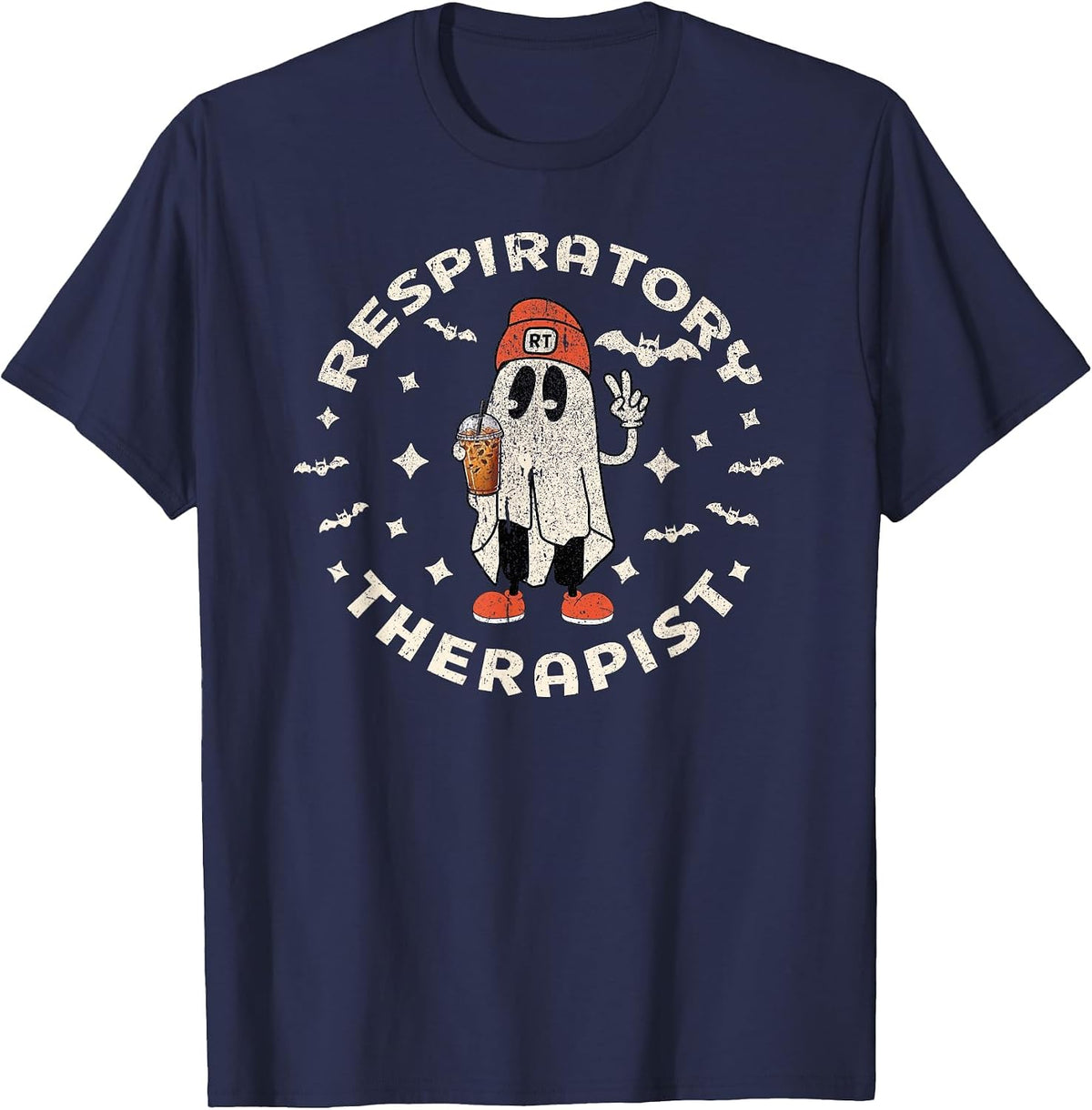 Halloween Respiratory Therapist RT Respiratory Therapy Fall T-Shirt - Navy Blue