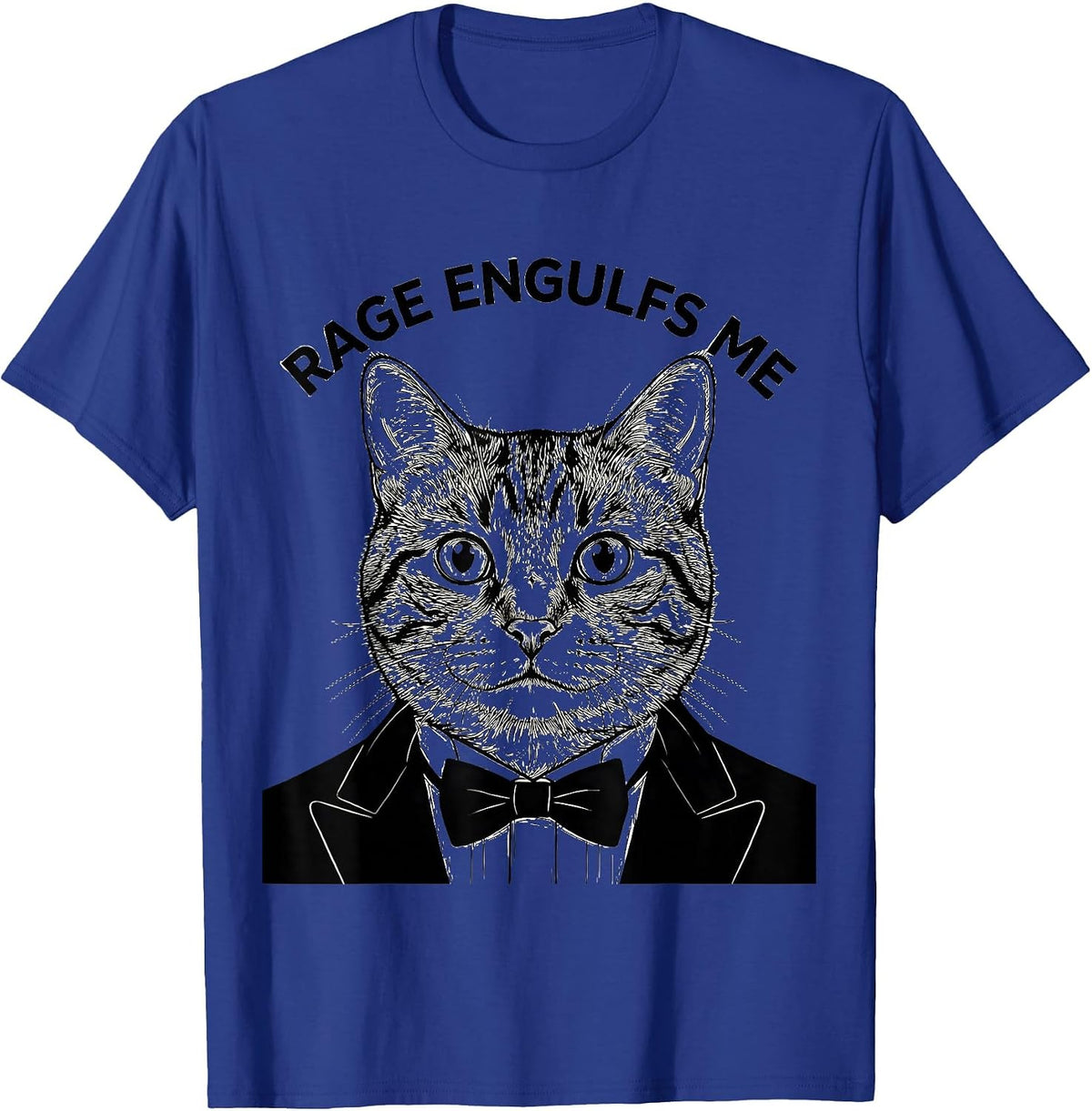 Men's Rage Engulfs Me Funny Silly Staring Cat Meme Cat Lover T-Shirt - Royal Blue