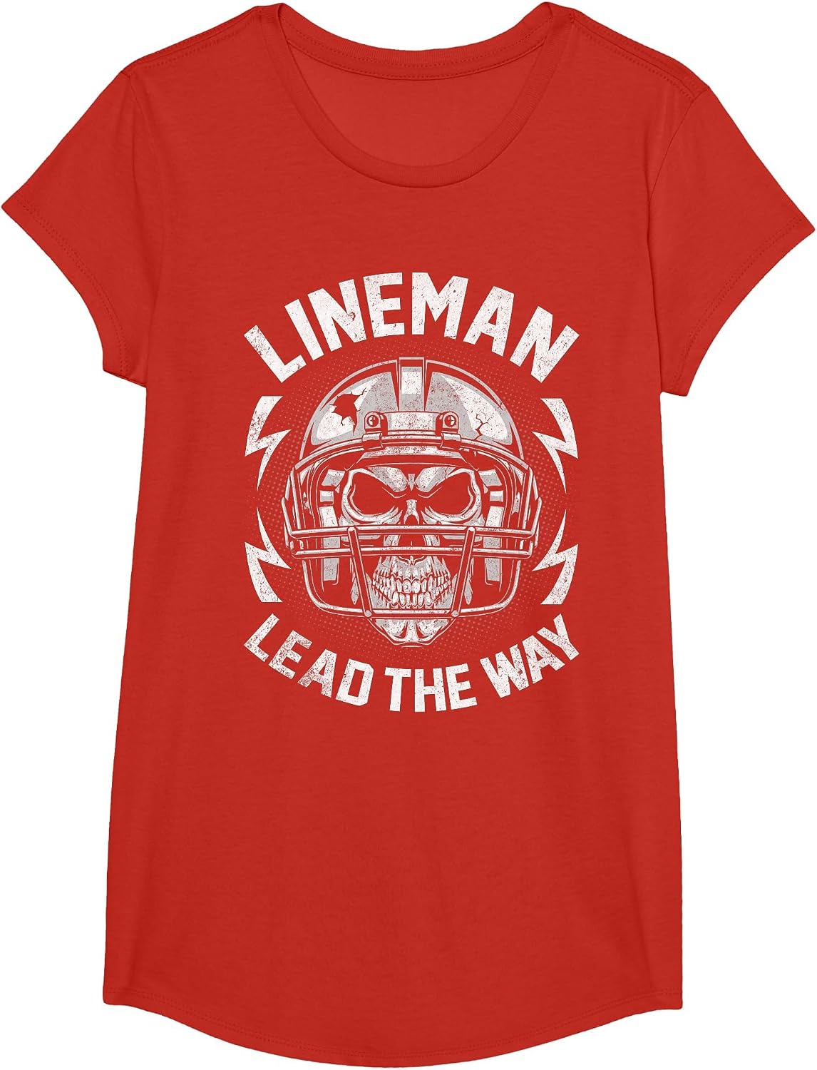 Lineman Lead The Way American Football Novelty T-Shirt - Girls Red