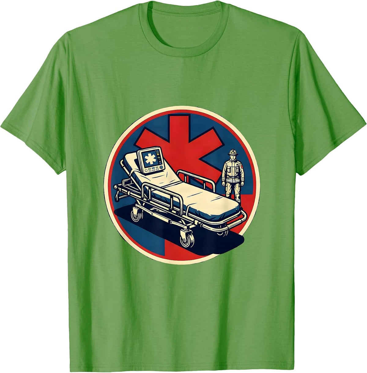 Men's Paramedic Stencil Badge EMT EMS Dark Humor Gift T-Shirt - Grass Green