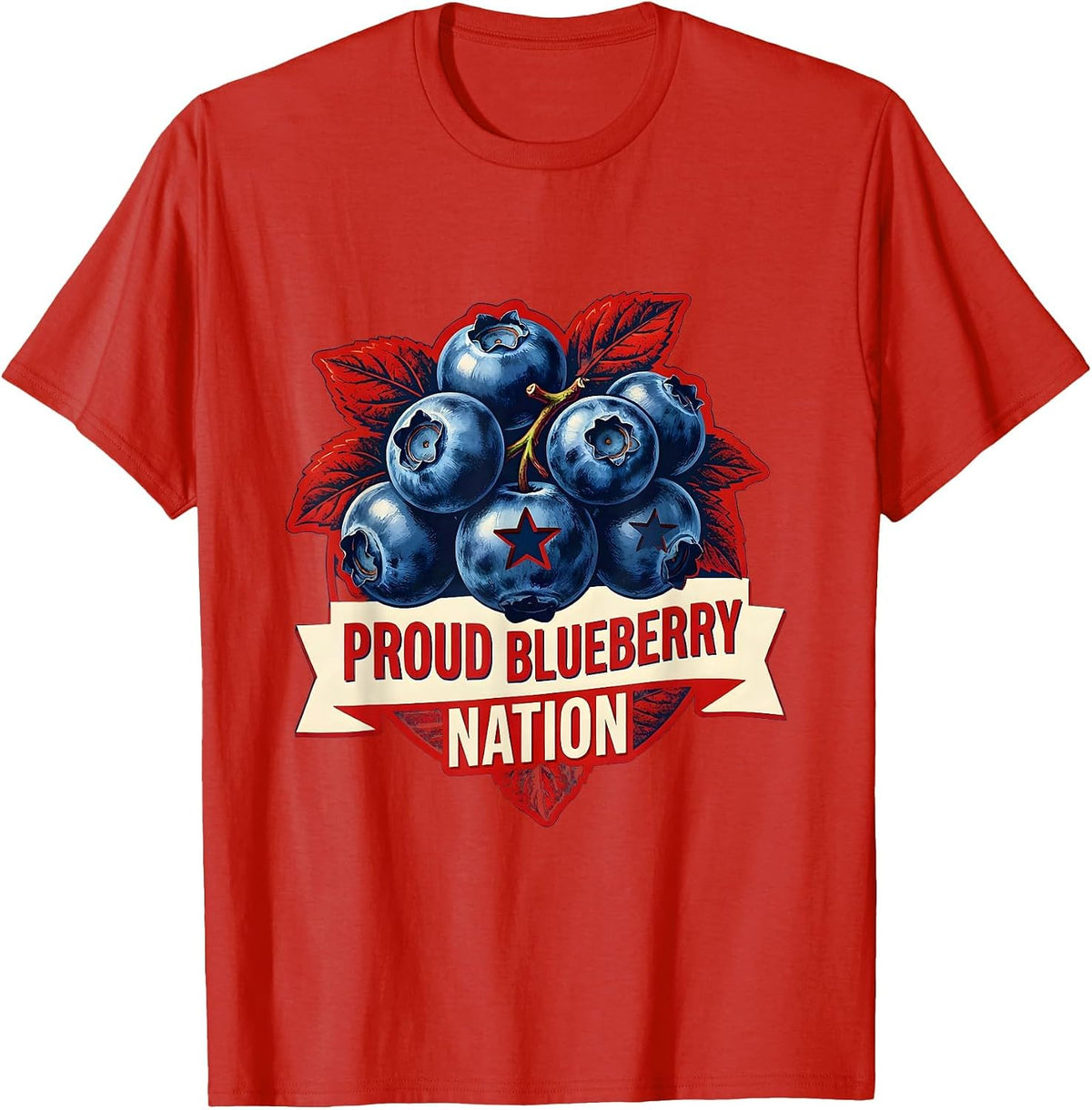 Men's Proud Blueberry Nation Red White and Blueberries T-Shirt - Red