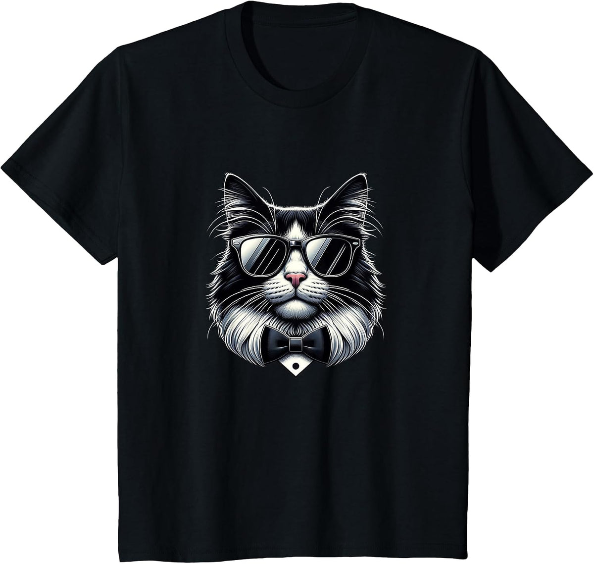 Cool Tuxedo Cat with Sunglasses - T-Shirt - Black