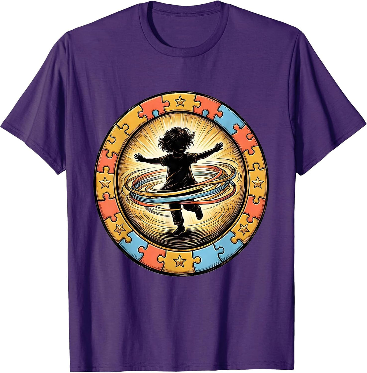 Men's Joyful Spinning Child Autism Awareness Design T-Shirt - Purple