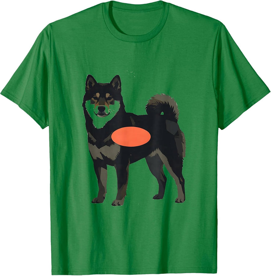 Men's Curled Shiba Inu Midcentury Modern Kawaii Dog Lover T-Shirt - Kelly Green
