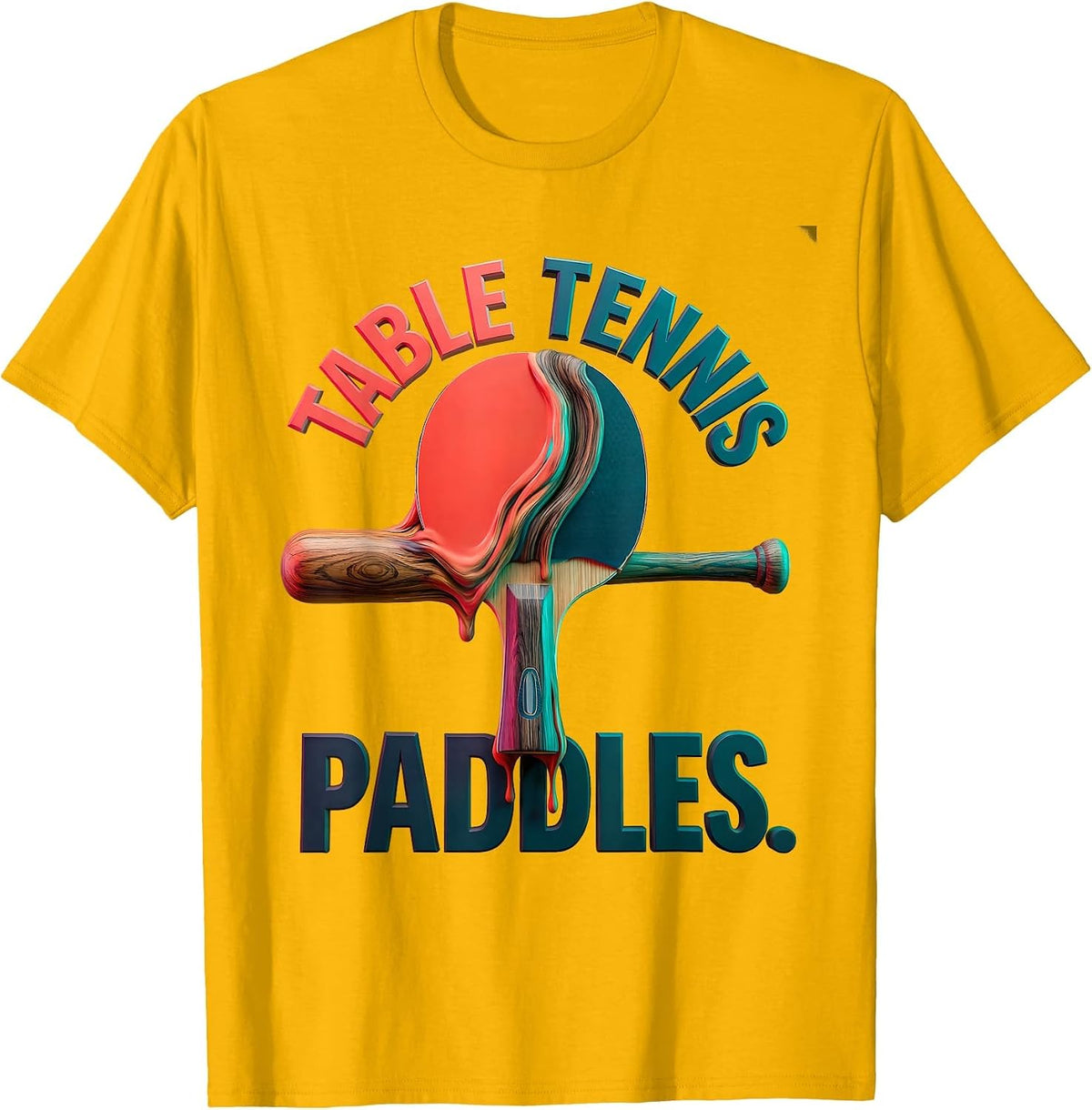 Table Tennis Paddles Baseball Bat Graphic Design T-Shirt - Golden Yellow