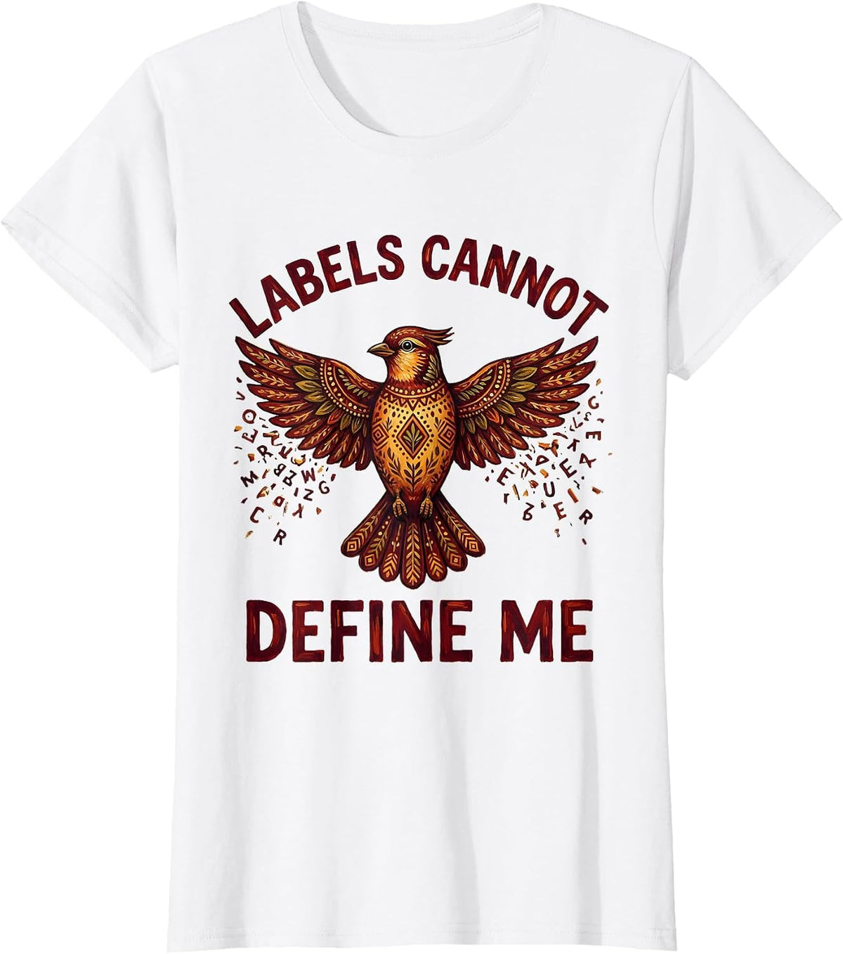 Women's Labels Cannot Define Me Dyslexia Awareness Design T-Shirt - White