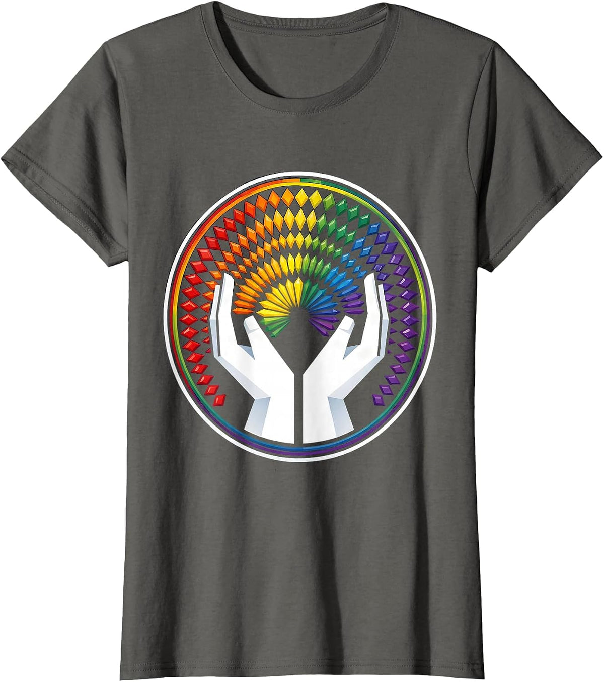 Women's Autism Awareness Rainbow Stones Arrangement Art T-Shirt - Asphalt Grey