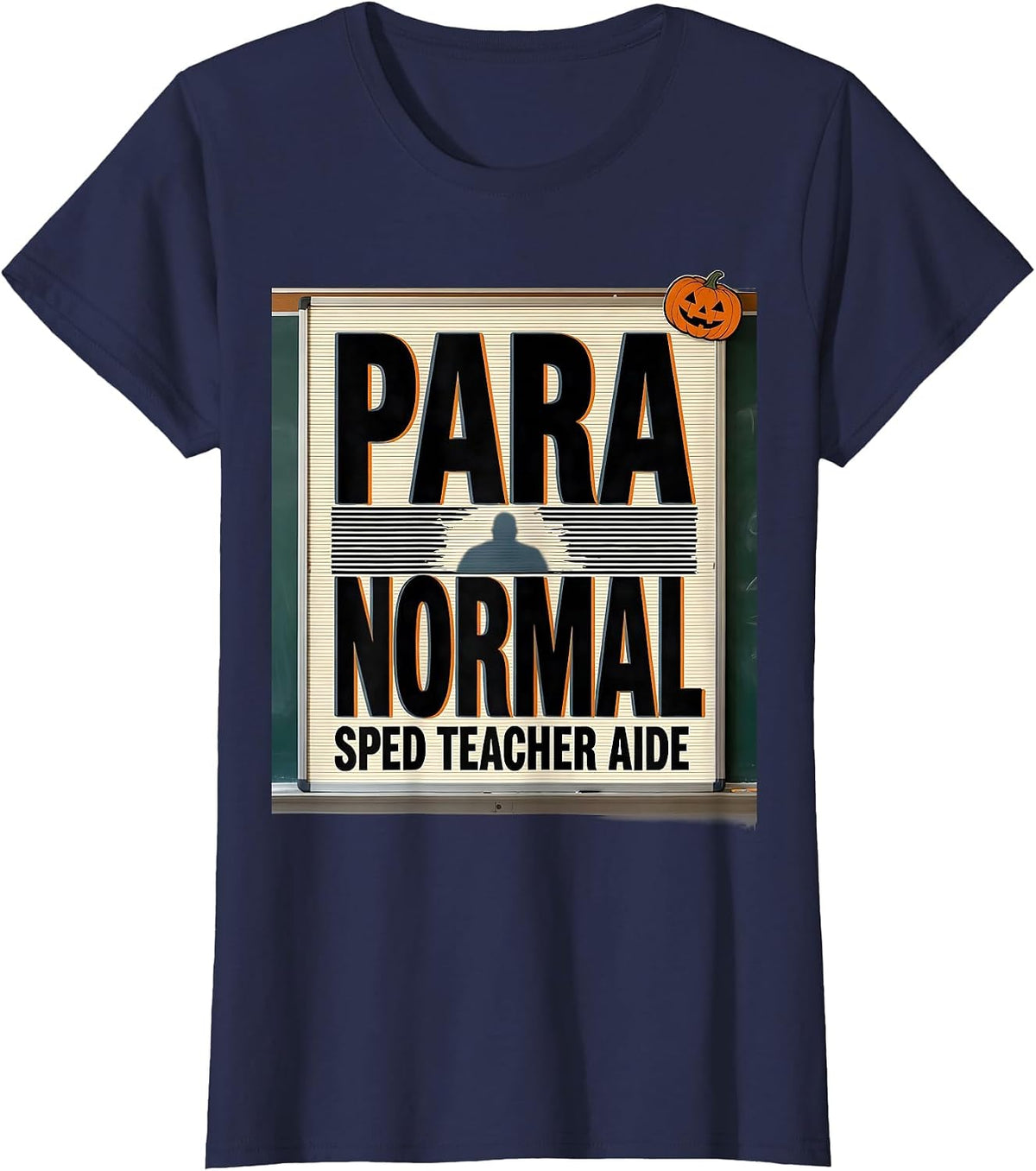 Women's Para Normal SPED Teacher Aide Ghost Halloween T-Shirt - Navy Blue