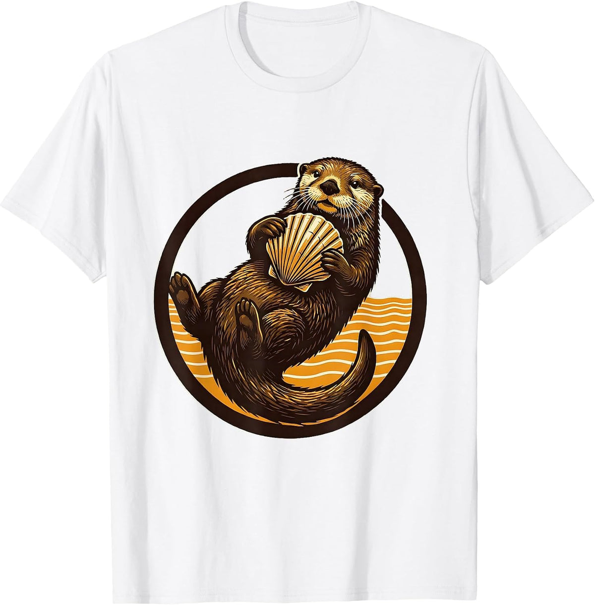 Men's Sealed Sea Otter Wood Type Letterpress Otter Lover Humor T-Shirt - White