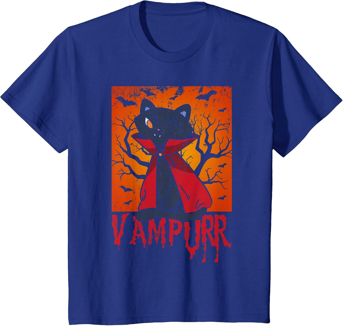Vampurr Vampire Costume Cat Lover Kitten Halloween T-Shirt - Royal Blue