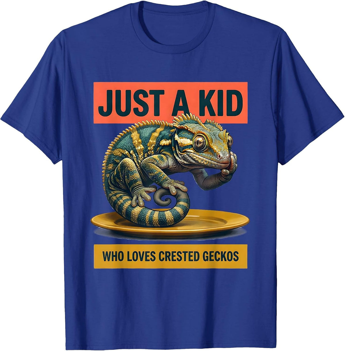 Just A Kid Who Loves Crested Geckos Funny Reptile Lover Gift T-Shirt - Royal Blue