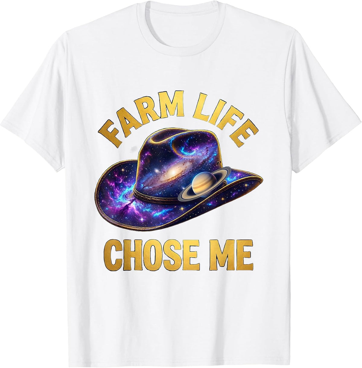 Men's Farm Life Chose Me Country Living Design T-Shirt - White
