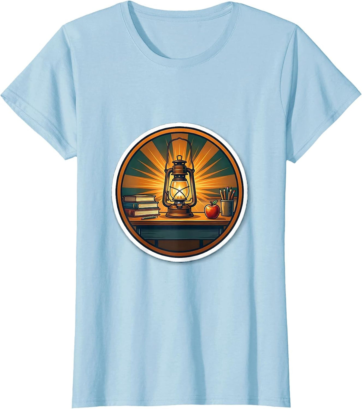 Special Education Teacher Desk Lantern Graphic T-Shirt - Baby Blue