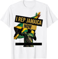 Men's I Rep Jamaica NOW Jamaican Carnival Parade Flag Heritage T-Shirt - White