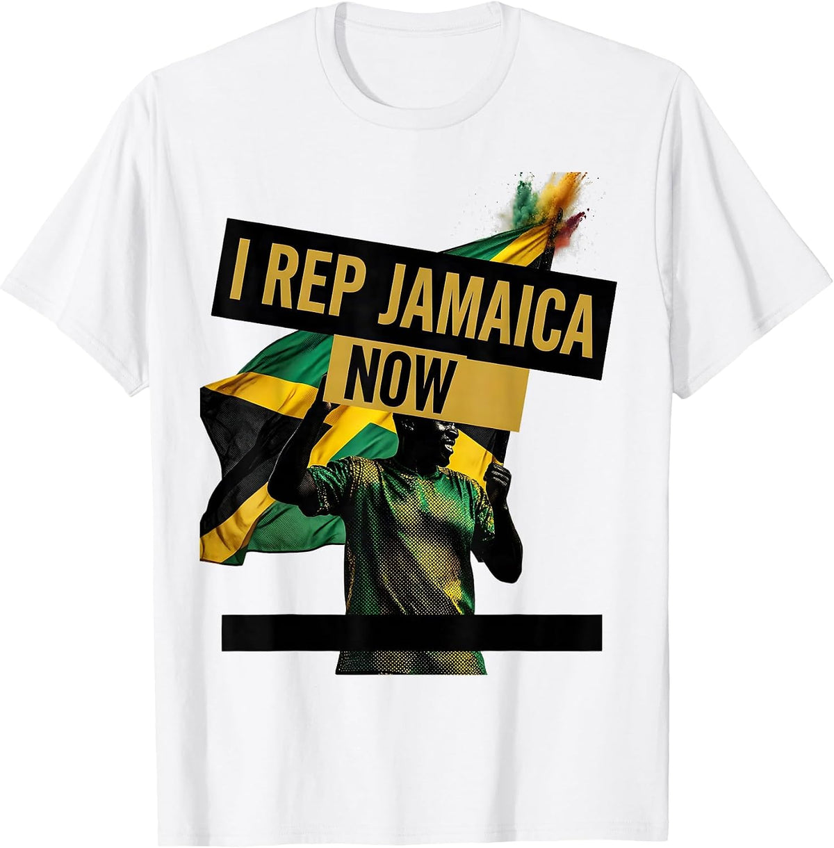 Men's I Rep Jamaica NOW Jamaican Carnival Parade Flag Heritage T-Shirt - White