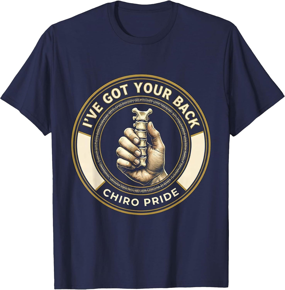 Vertebra Grip Chiropractor Humor Occupational Pun T-Shirt - Navy Blue