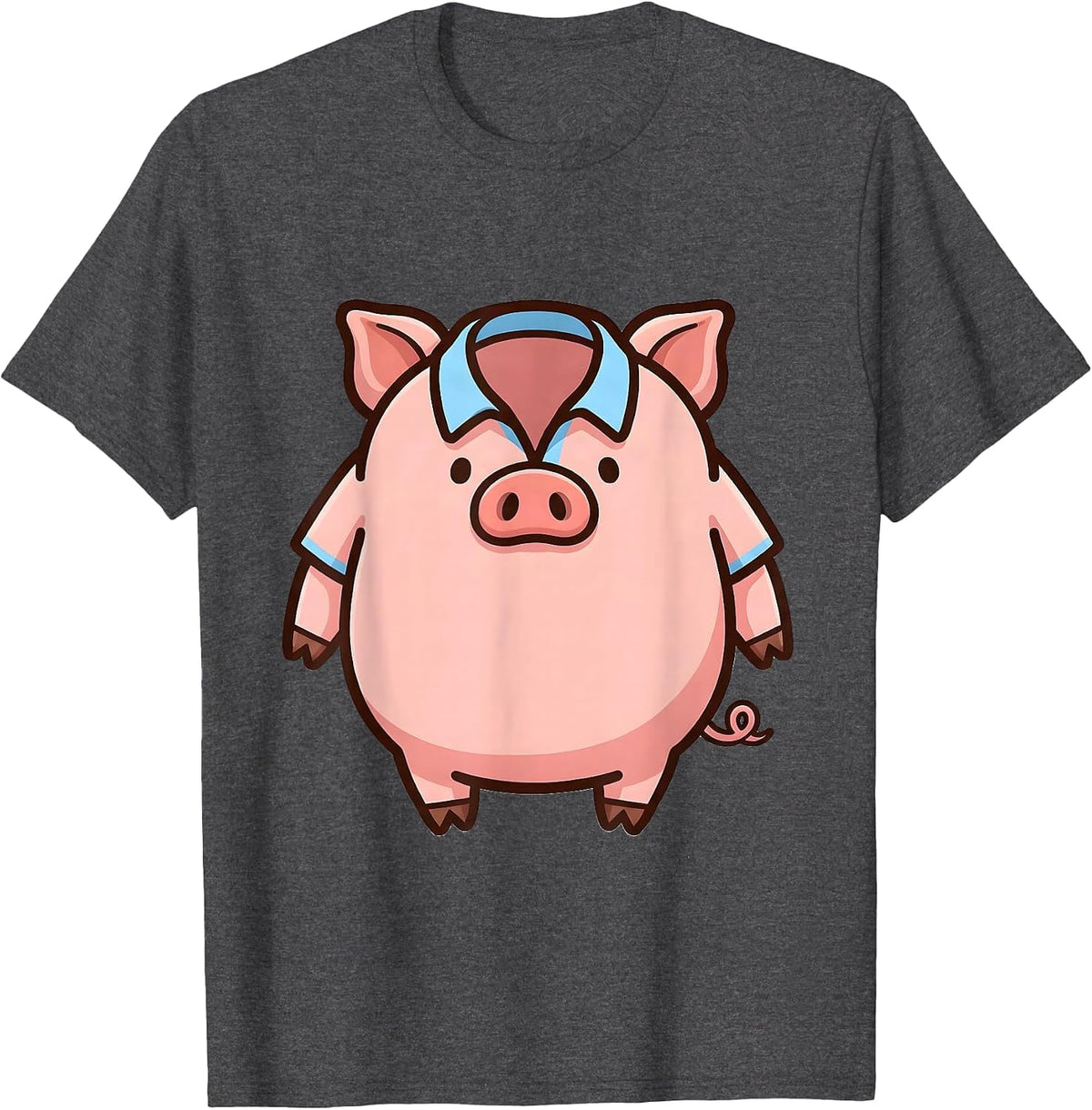 Pig-Shaped Kawaii Cute Animal Lover Halloween Costume T-Shirt - Dark Heather Grey